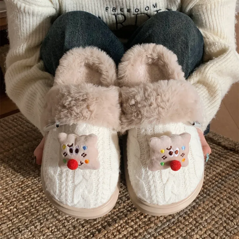 SHIGUDE Cotton Slippers Women's White-3