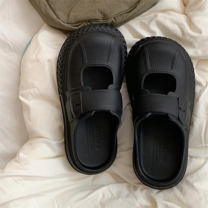 SHIGUDE Sandal Slippers Women's, Black-1