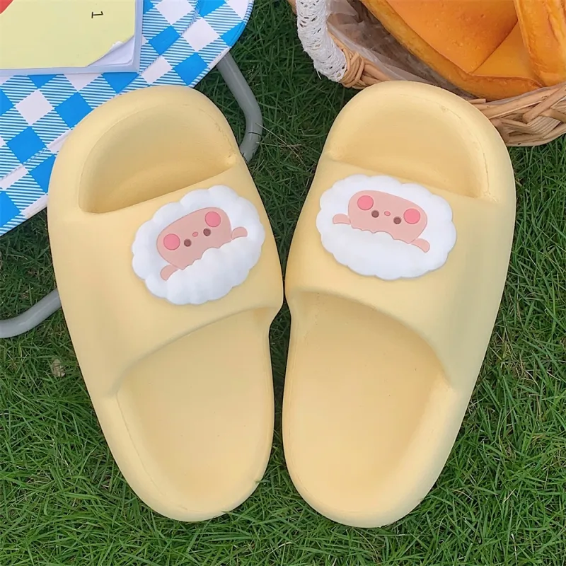 SHIGUDE Sandal Slippers Unisex, Cheese Yellow-2