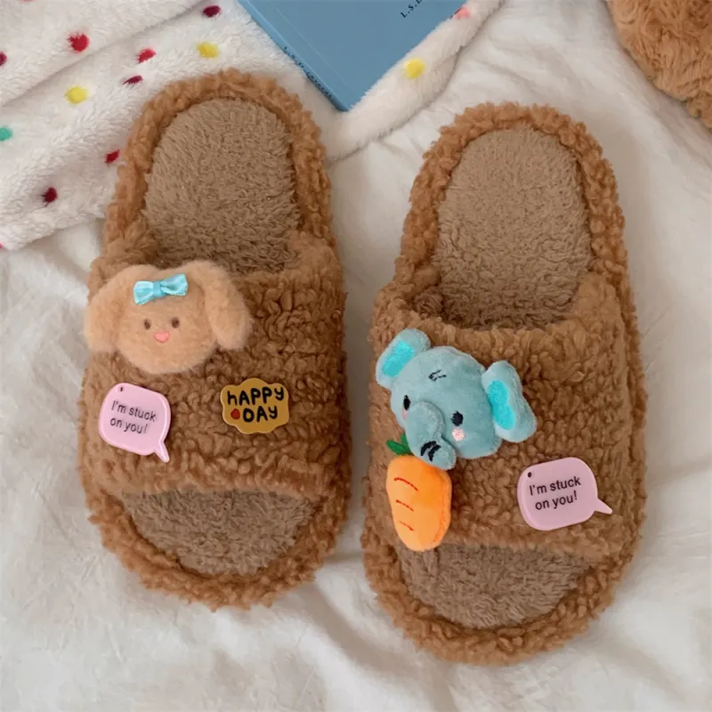 SHIGUDE Indoor Cotton Slipper Shoes Women's Brown-4