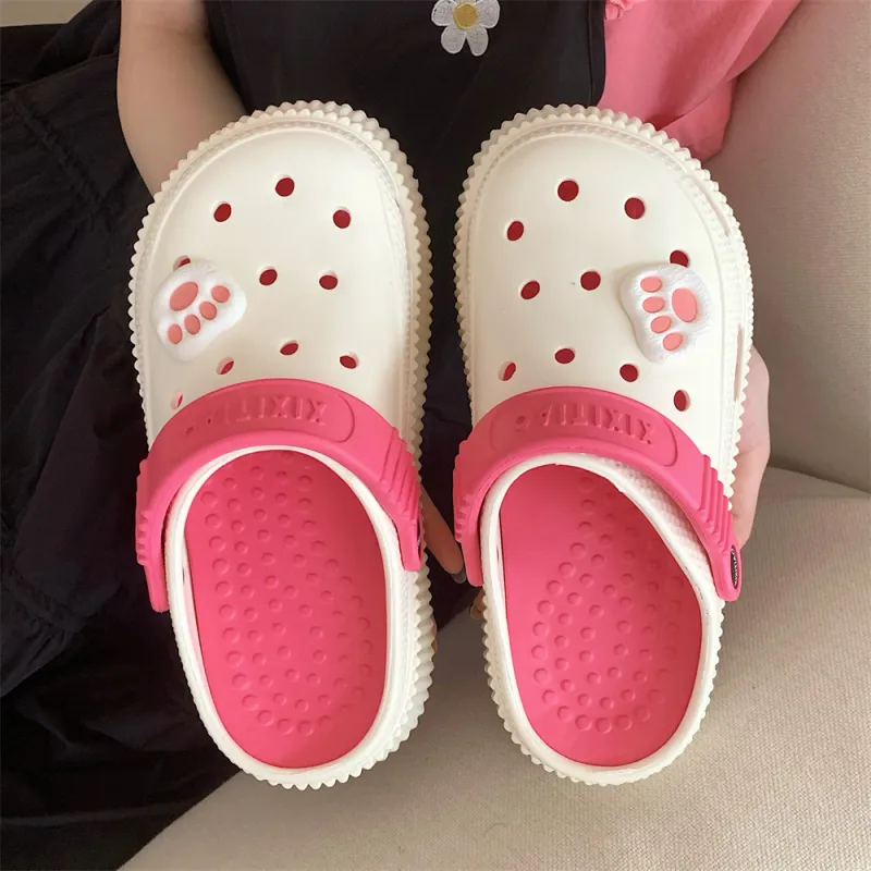 SHIGUDE Slippers Women's, White Rose Red-1