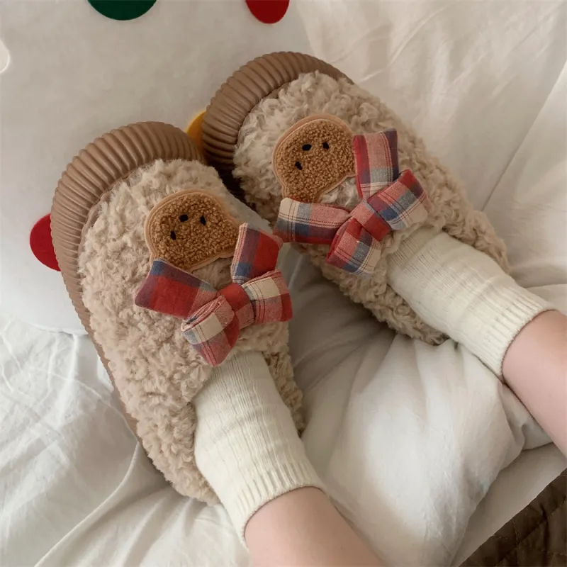 SHIGUDE Cotton Slippers Women's Brown-9