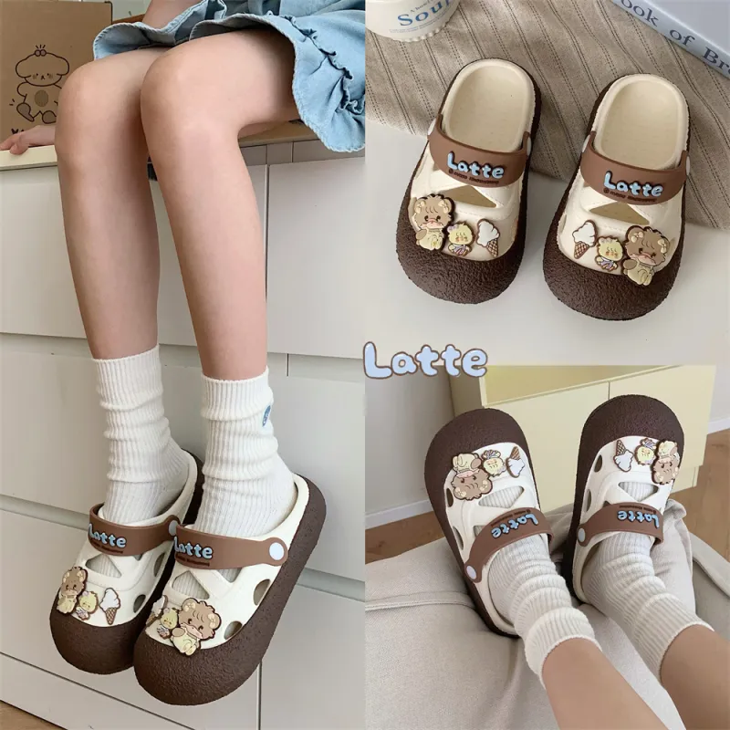 SHIGUDE x MIKKO ILLUSTRATIONS Slippers Women's, White Apricot-21
