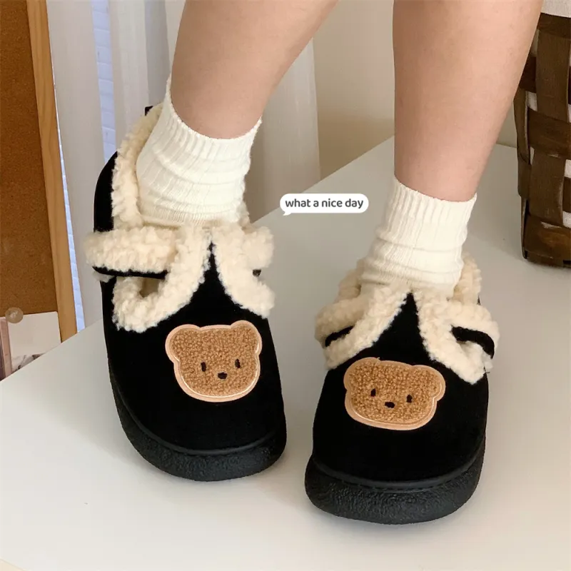 SHIGUDE Cotton Slippers Unisex Black-19