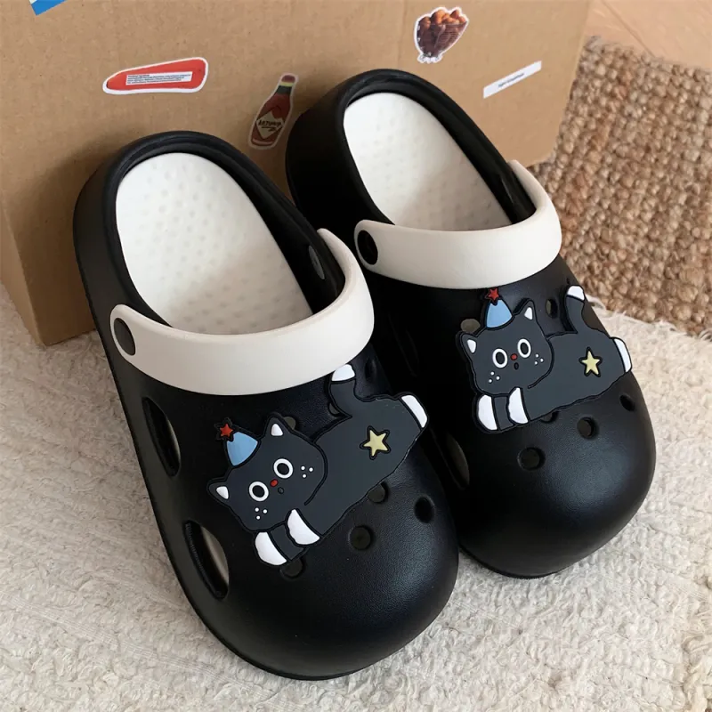 SHIGUDE Slippers Women's, Black White-1