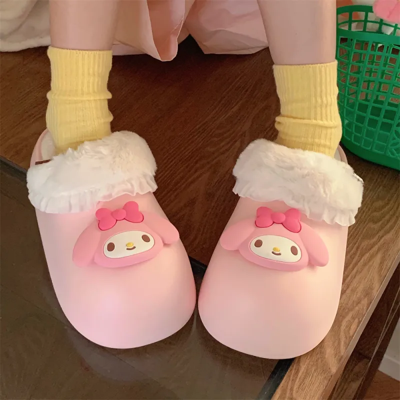 SHIGUDE x Sanrio Melodi Cotton Slippers Women's, Pink-1