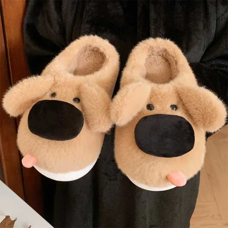 SHIGUDE Cotton Slippers Unisex Brown-1