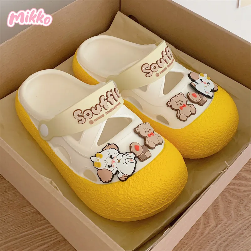 SHIGUDE x MIKKO ILLUSTRATIONS Slippers Women's, White Apricot-15