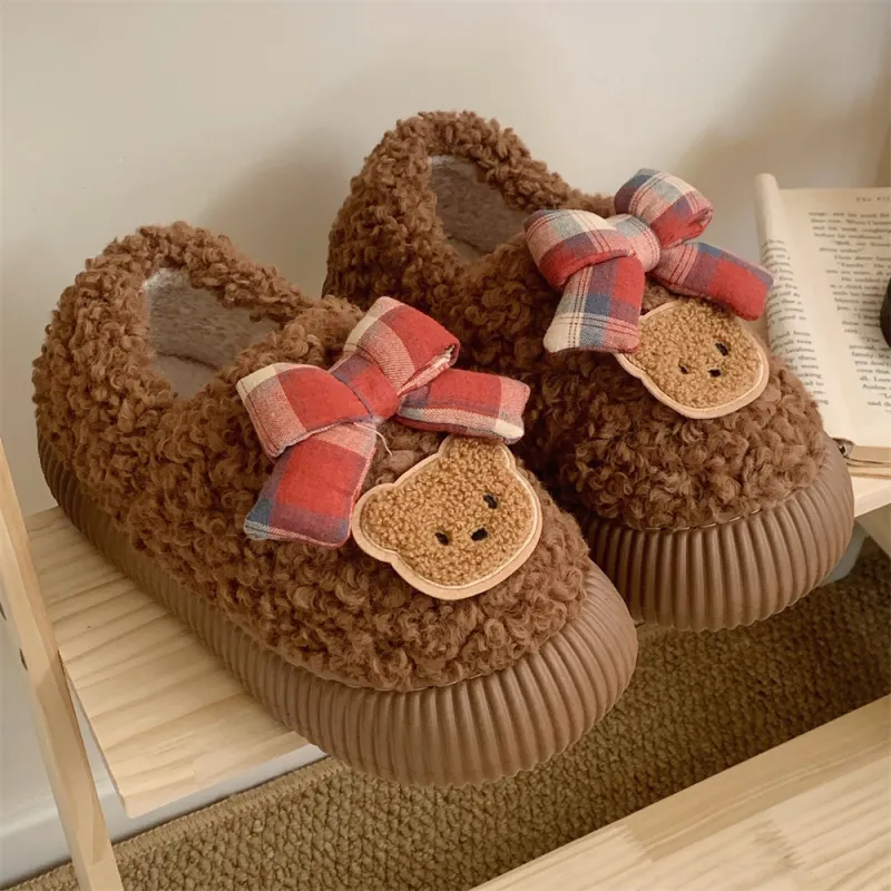 SHIGUDE Cotton Slippers Women's Brown-4