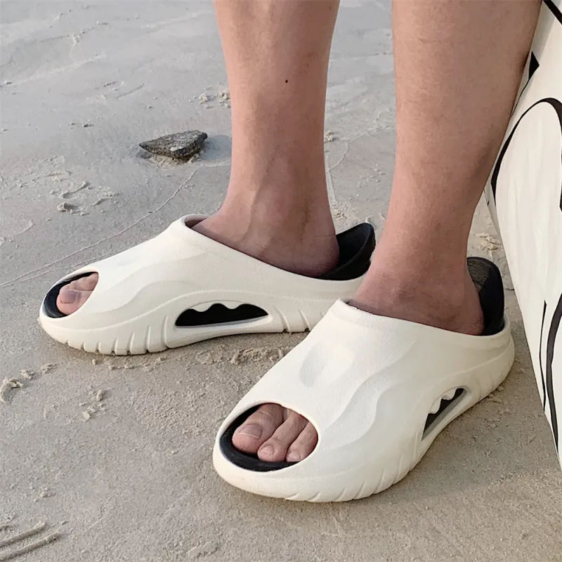 SHIGUDE Slippers Men's, Black White-6