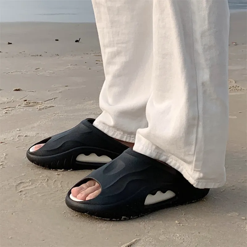 SHIGUDE Slippers Men's, Black White-2