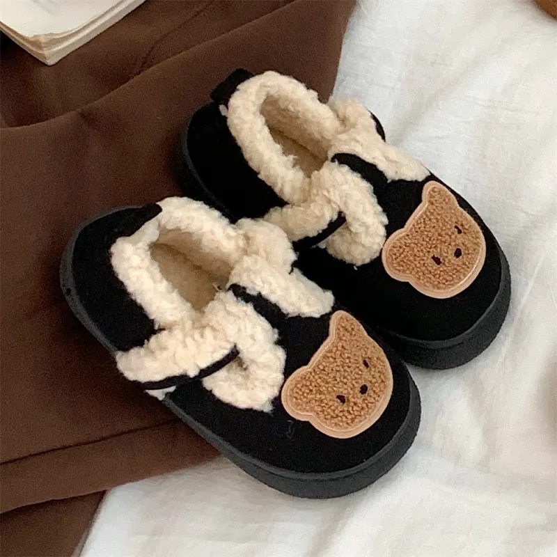 SHIGUDE Cotton Slippers Unisex Black-5