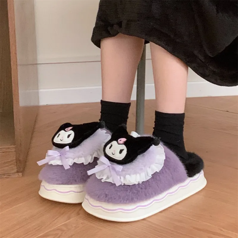 SHIGUDE x Sanrio Indoor Cotton Slipper Shoes Women's Purple-2