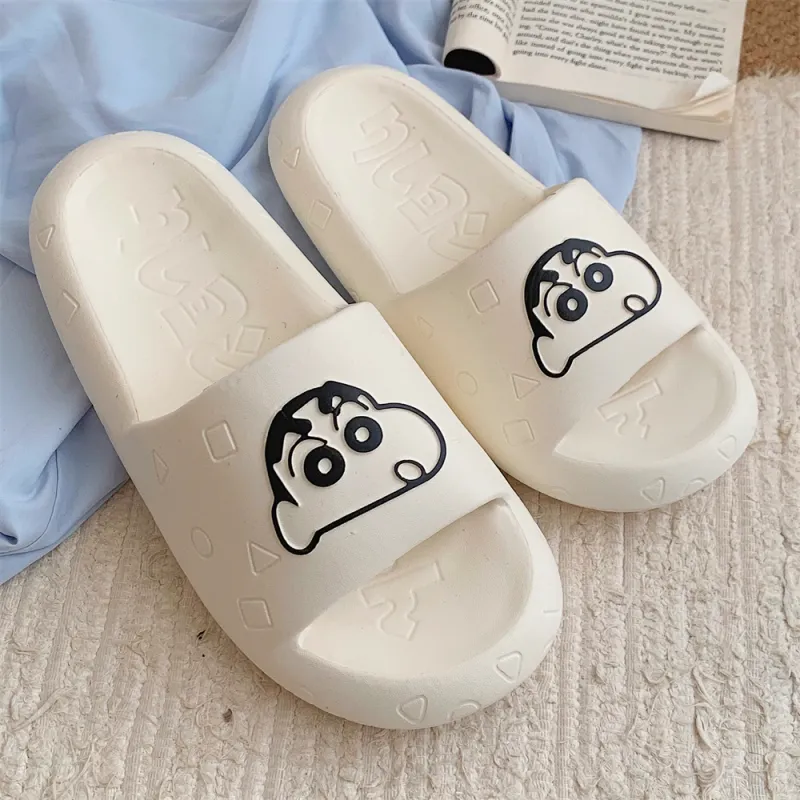 SHIGUDE x Crayon Shinchan Sandal Slippers Unisex, Milk White-32