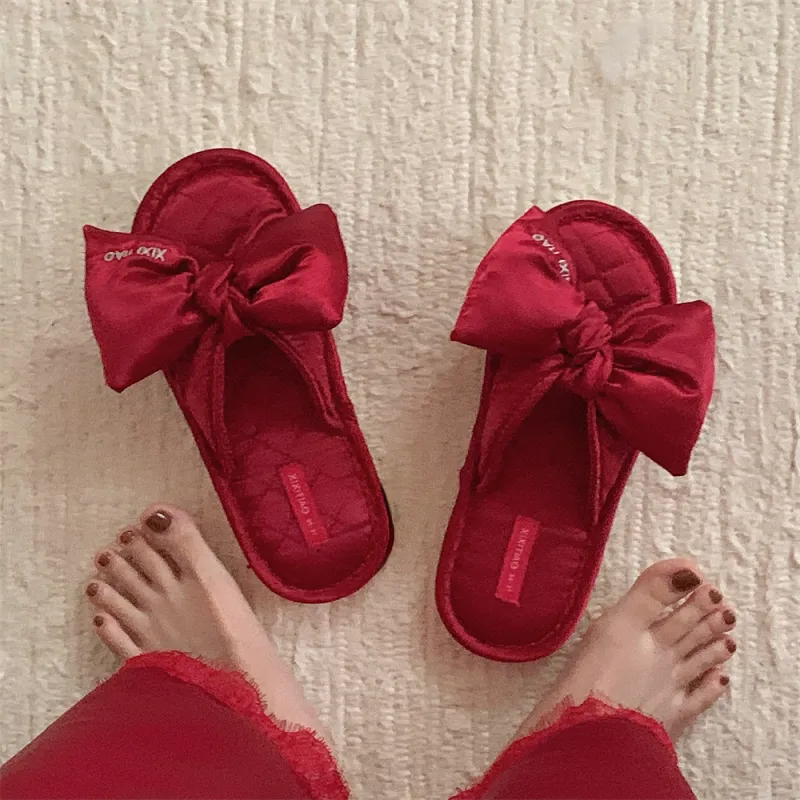 SHIGUDE Cotton Linen Blend Slippers Unisex Red-8
