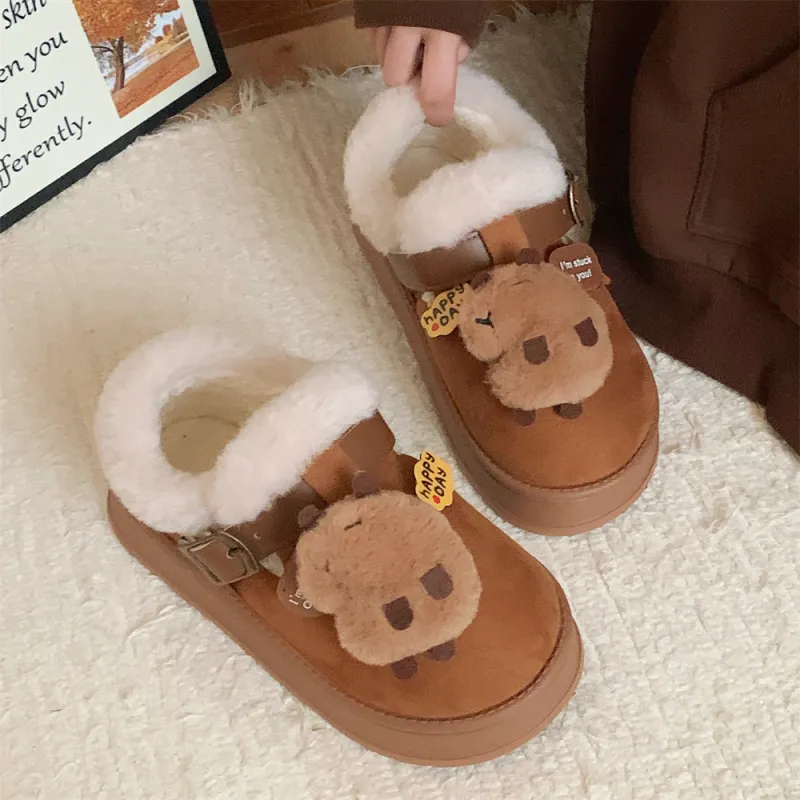 SHIGUDE Cotton Slippers Women's Brown-5
