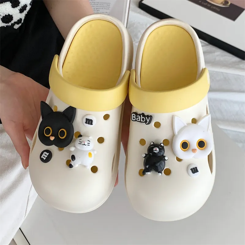 SHIGUDE Sandal Slippers Women's, White Yellow-4