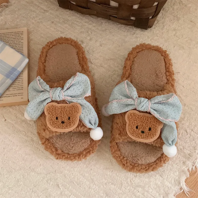 SHIGUDE Cotton Slippers Women's Brown-3