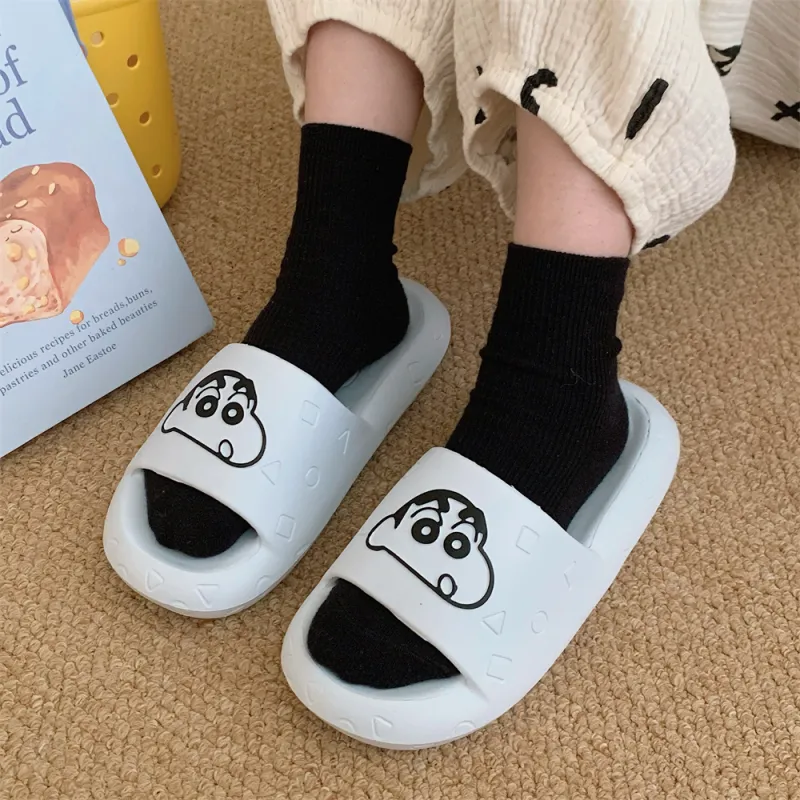 SHIGUDE x Crayon Shinchan Sandal Slippers Unisex, Milk White-42