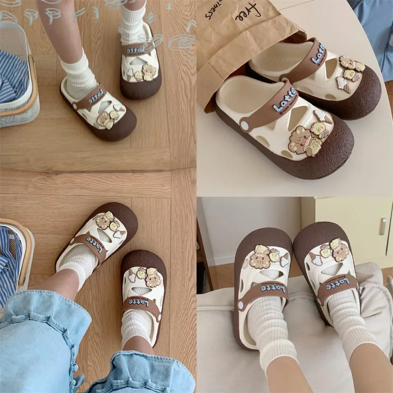 SHIGUDE x MIKKO ILLUSTRATIONS Slippers Women's, White Apricot-20