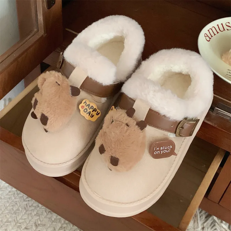 SHIGUDE Cotton Slippers Women's Brown-7