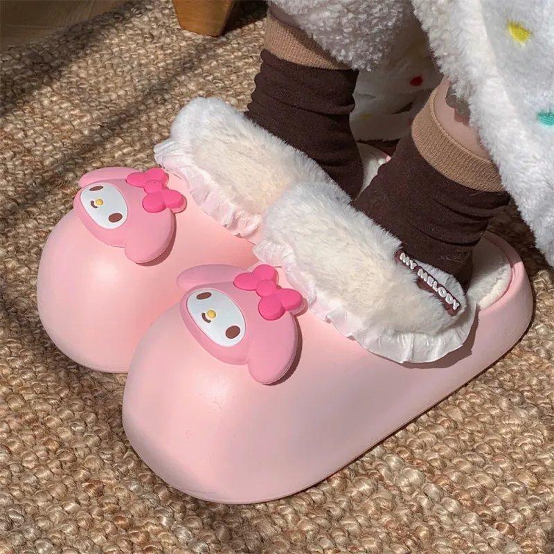 SHIGUDE x Sanrio Melodi Cotton Slippers Women's, Pink-5