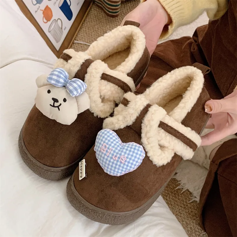SHIGUDE Cotton Slippers Women's Dark Coffee-3