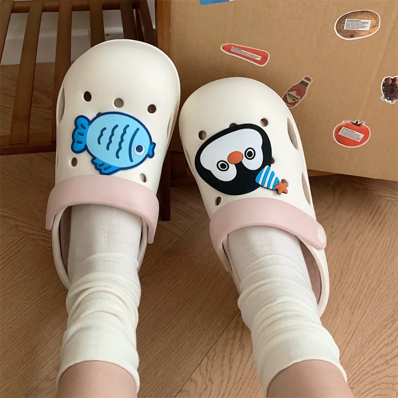 SHIGUDE Slippers Women's, Black White-8
