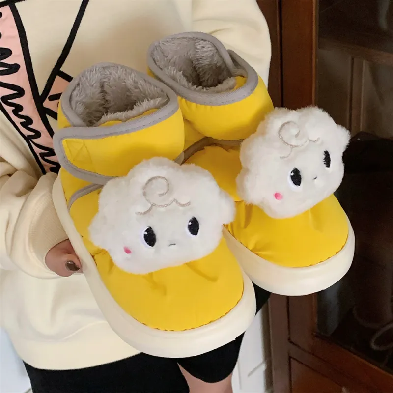 SHIGUDE Cotton Slippers Unisex Yellow-3
