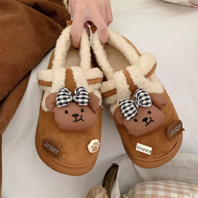 SHIGUDE Cotton Slippers Women's Dark Coffee-25