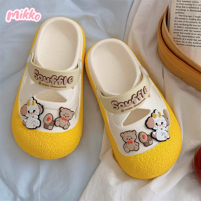 SHIGUDE x MIKKO ILLUSTRATIONS Slippers Women's, White Apricot-16