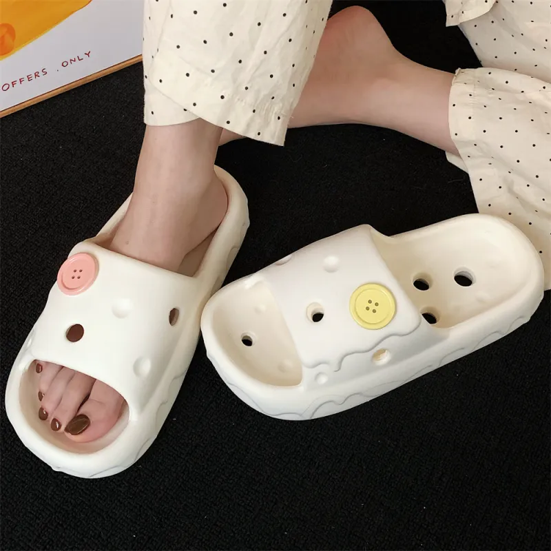 SHIGUDE Slippers Unisex, Cream White-3
