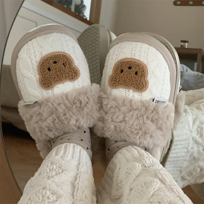 SHIGUDE Home Cotton Slippers Women's White-1
