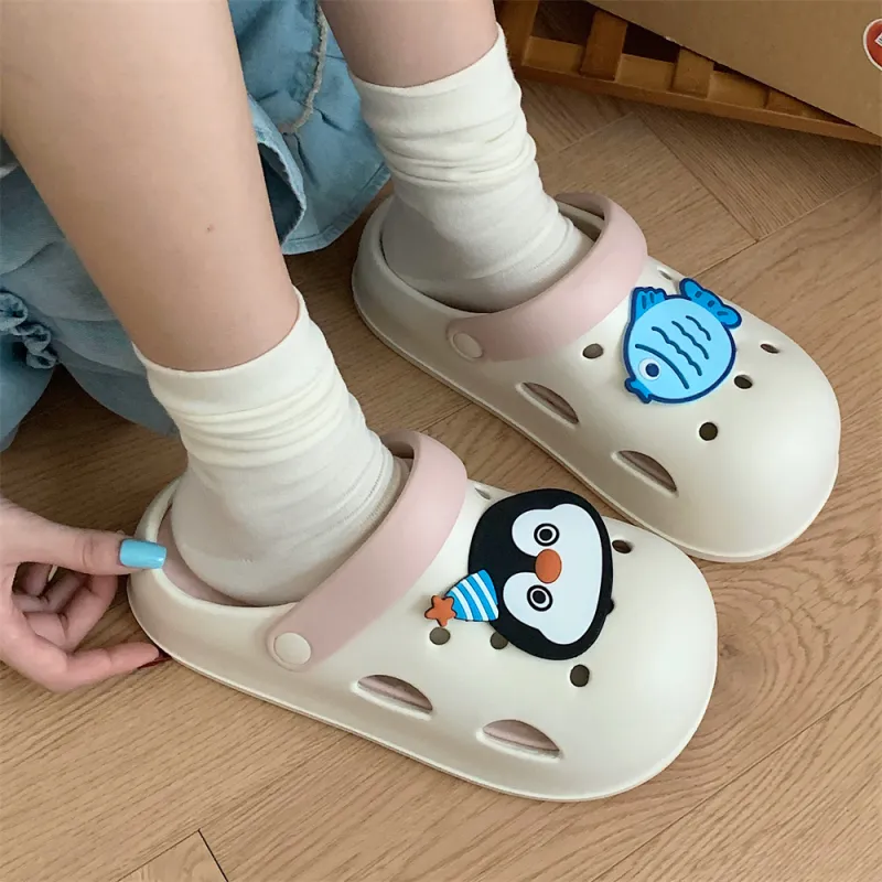 SHIGUDE Slippers Women's, Black White-10