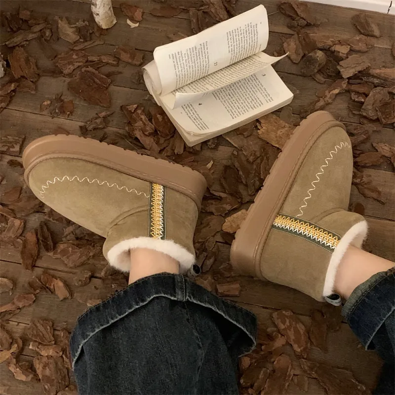 SHIGUDE Cotton Slippers Women's Black/Green Card/Brown-11