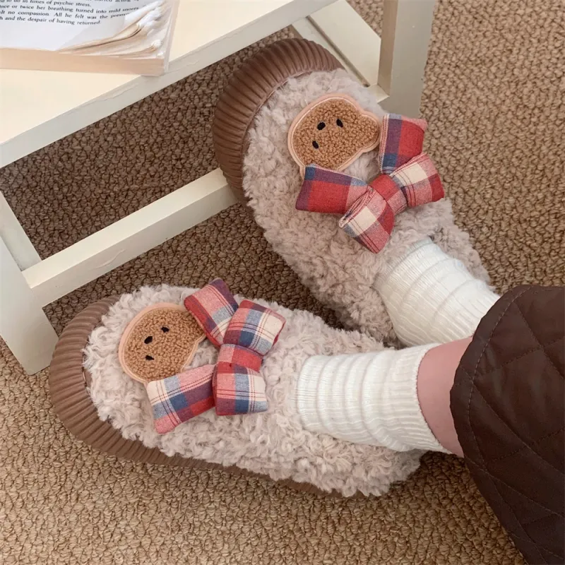 SHIGUDE Cotton Slippers Women's Brown-10