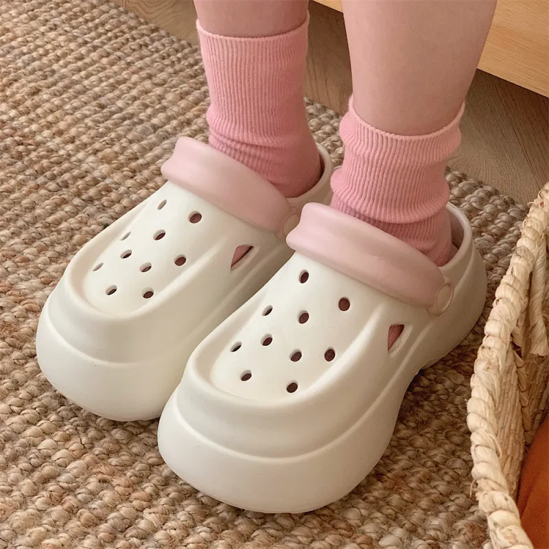 SHIGUDE Slippers Women's, White/Pink-2