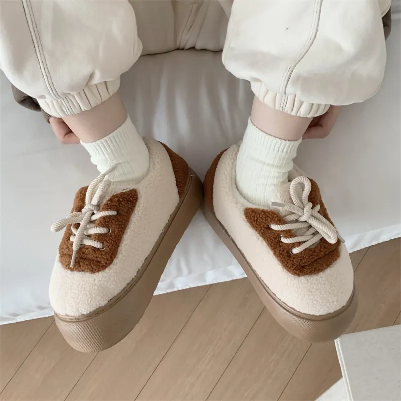 SHIGUDE Cotton Slippers Women's Brown-3