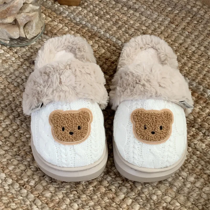SHIGUDE Home Cotton Slippers Women's White-3