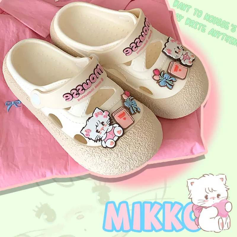 SHIGUDE x MIKKO ILLUSTRATIONS Slippers Women's, White Apricot-3