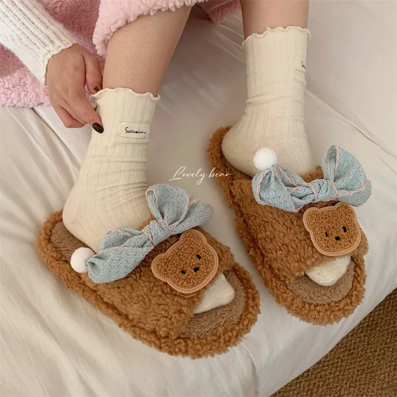 SHIGUDE Cotton Slippers Women's Brown-2