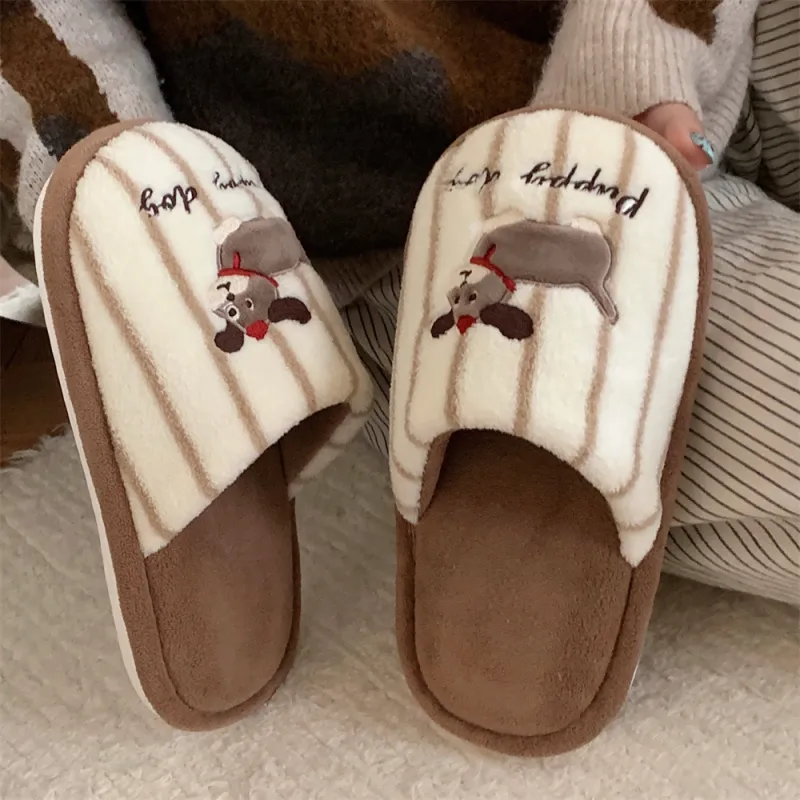SHIGUDE Cotton Slippers Unisex Brown-6