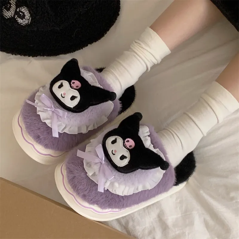 SHIGUDE x Sanrio Indoor Cotton Slipper Shoes Women's Purple-1
