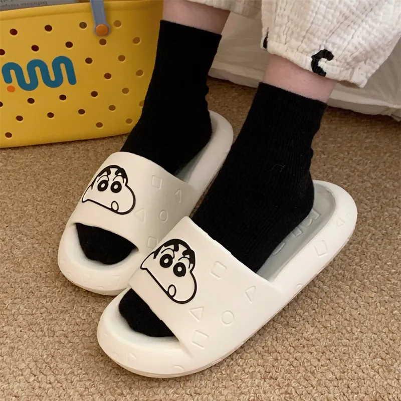 SHIGUDE x Crayon Shinchan Sandal Slippers Unisex, Milk White-34