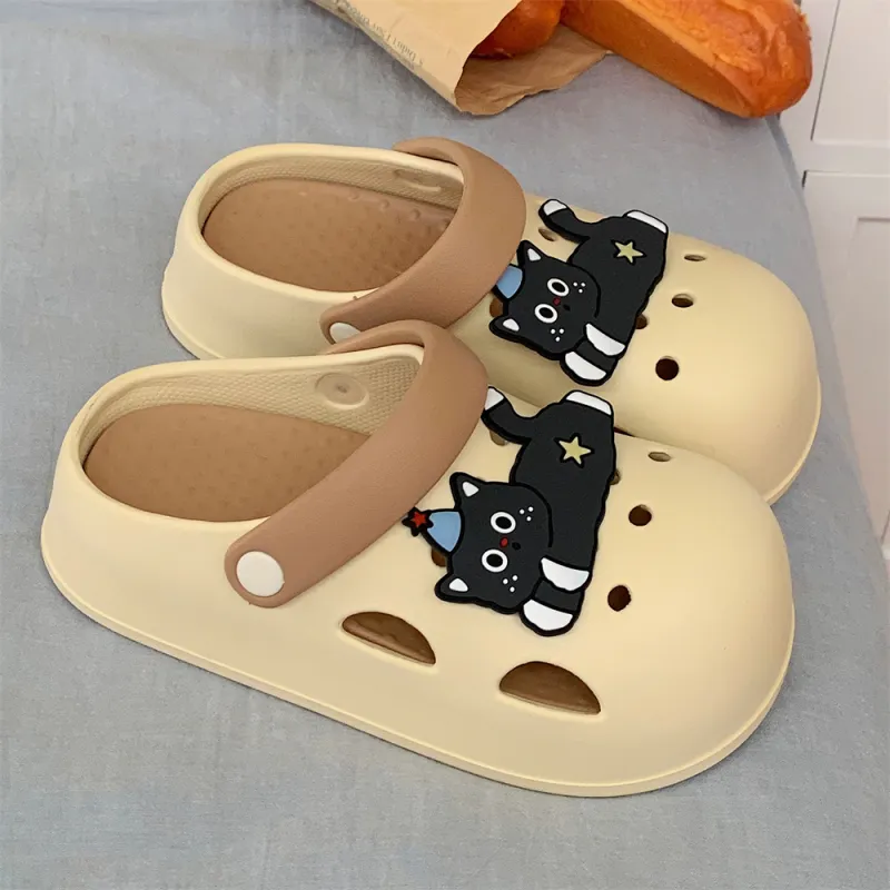 SHIGUDE Slippers Women's, Black White-18