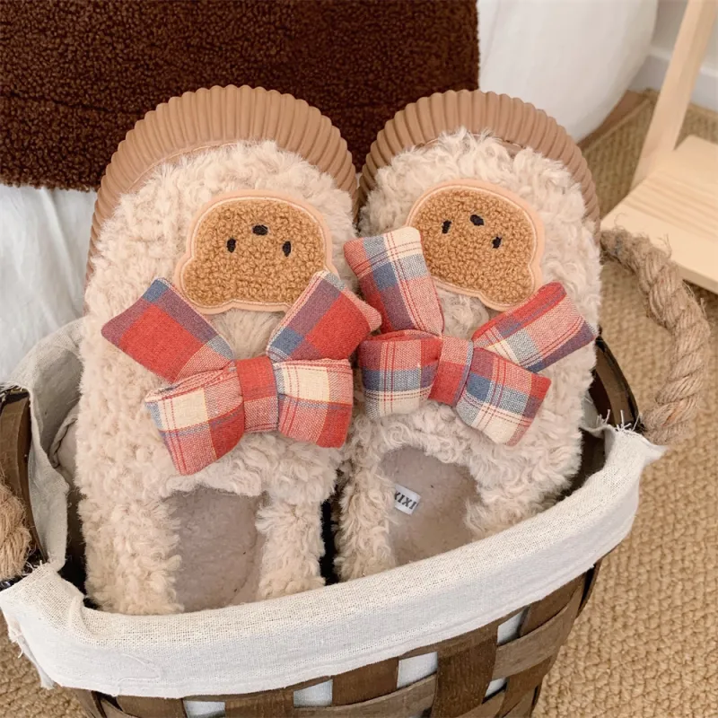 SHIGUDE Cotton Slippers Women's Brown-7