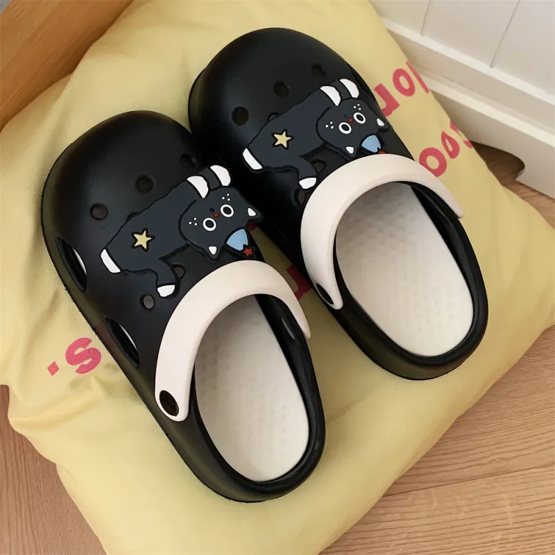 SHIGUDE Slippers Women's, Black White-2