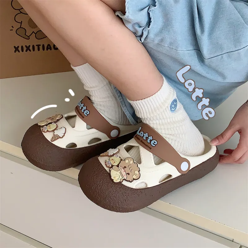 SHIGUDE x MIKKO ILLUSTRATIONS Slippers Women's, White Apricot-19