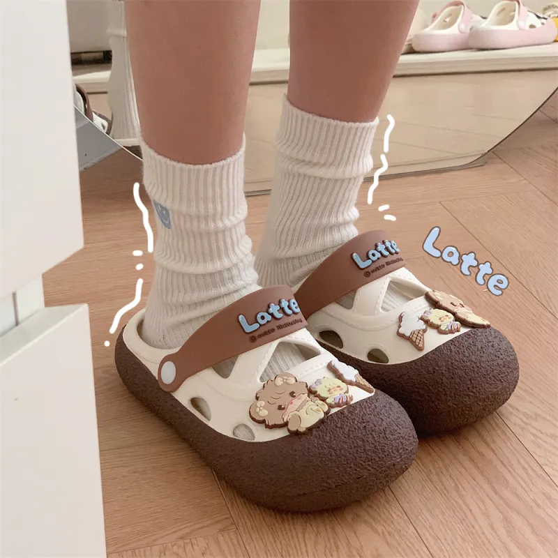 SHIGUDE x MIKKO ILLUSTRATIONS Slippers Women's, White Apricot-22