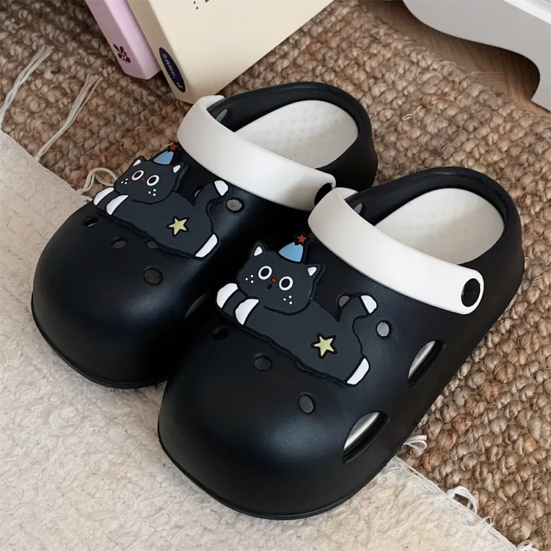 SHIGUDE Slippers Women's, Black White-3